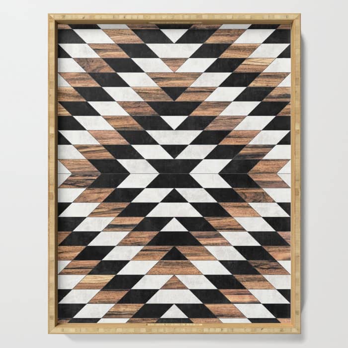 Urban Tribal Pattern No.13 - Aztec - Concrete And Wood Serving Tray