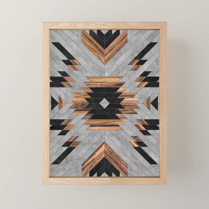 Urban Tribal Pattern No.6 - Aztec - Concrete And Wood Mini Art Print