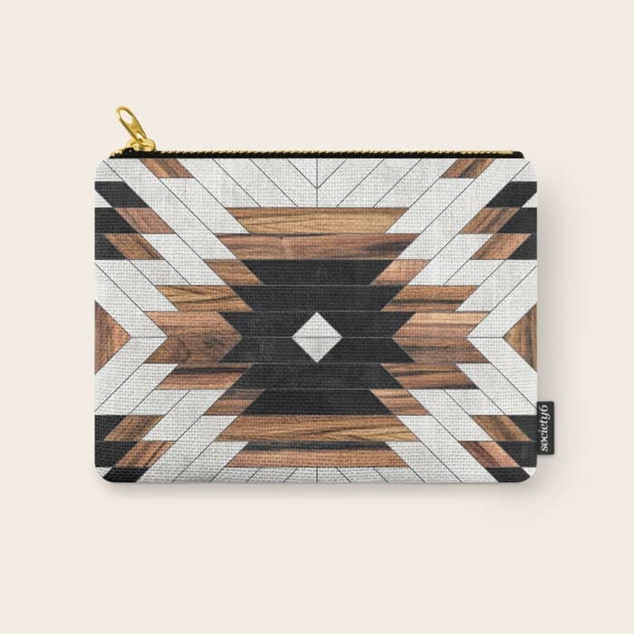 Urban Tribal Pattern No.5 - Aztec - Concrete And Wood Carry All Pouch