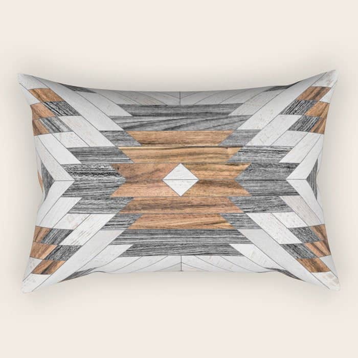 Urban Tribal Pattern No.8 - Aztec - Wood Rectangular Pillow