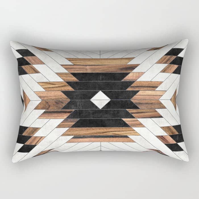 Urban Tribal Pattern No.5 - Aztec - Concrete And Wood Rectangular Pillow