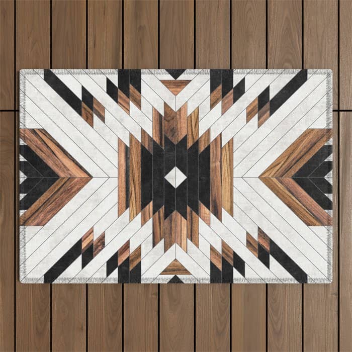 Urban Tribal Pattern No.5 - Aztec - Concrete And Wood Outdoor Rug