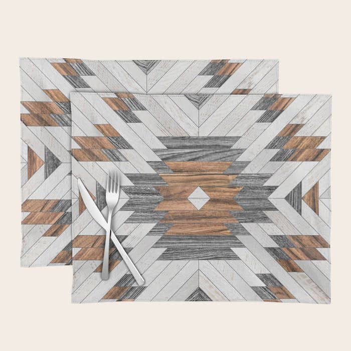 Urban Tribal Pattern No.8 - Aztec - Wood Placemat