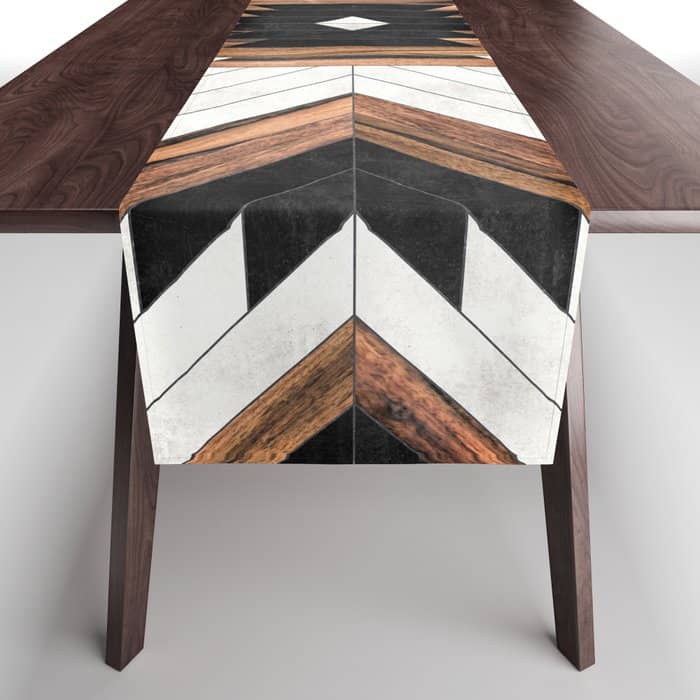 Urban Tribal Pattern No.5 - Aztec - Concrete And Wood Table Runner