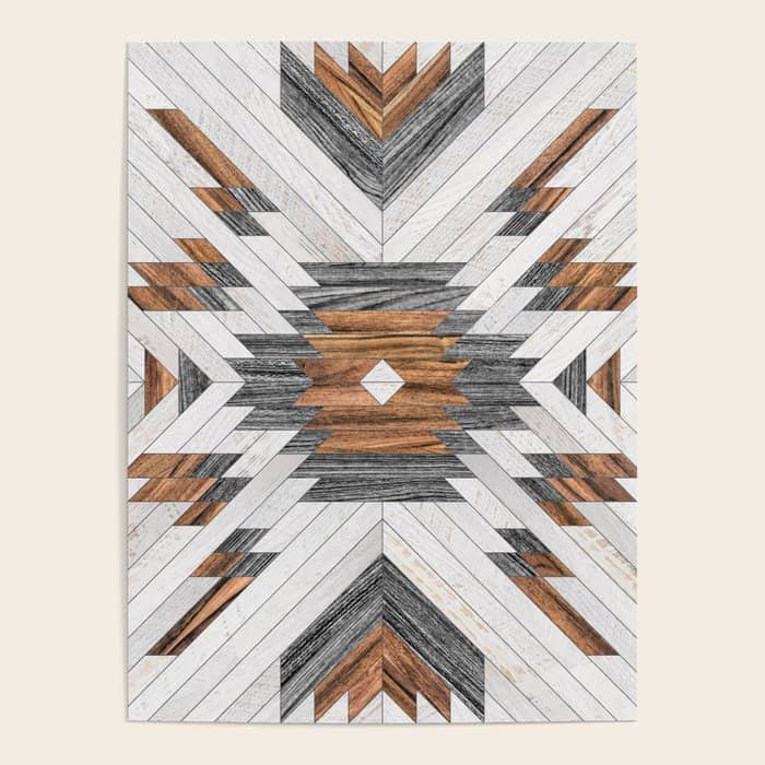 Urban Tribal Pattern No.8 - Aztec - Wood Poster