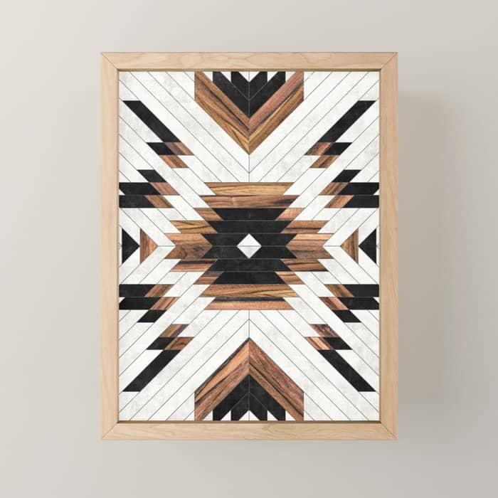 Urban Tribal Pattern No.5 - Aztec - Concrete And Wood Mini Art Print