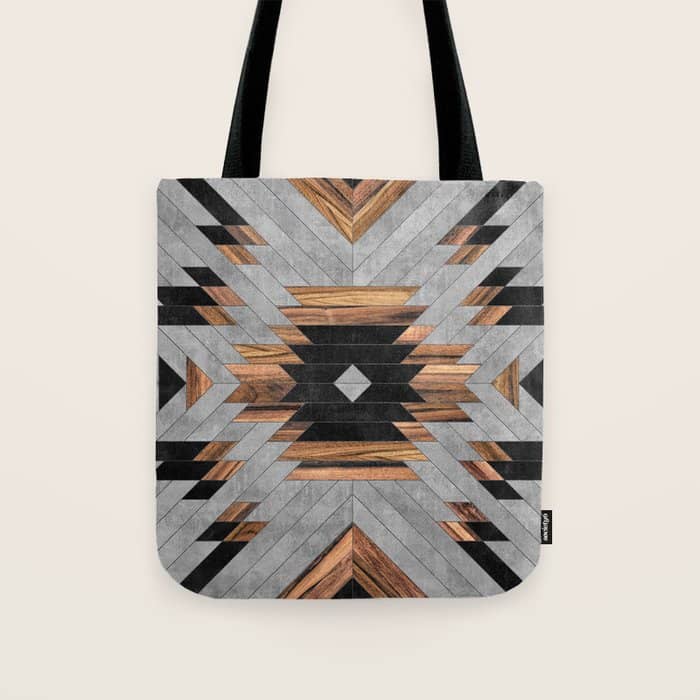 Urban Tribal Pattern No.6 - Aztec - Concrete And Wood Tote Bag