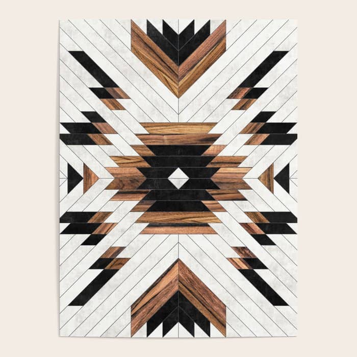Urban Tribal Pattern No.5 - Aztec - Concrete And Wood Poster