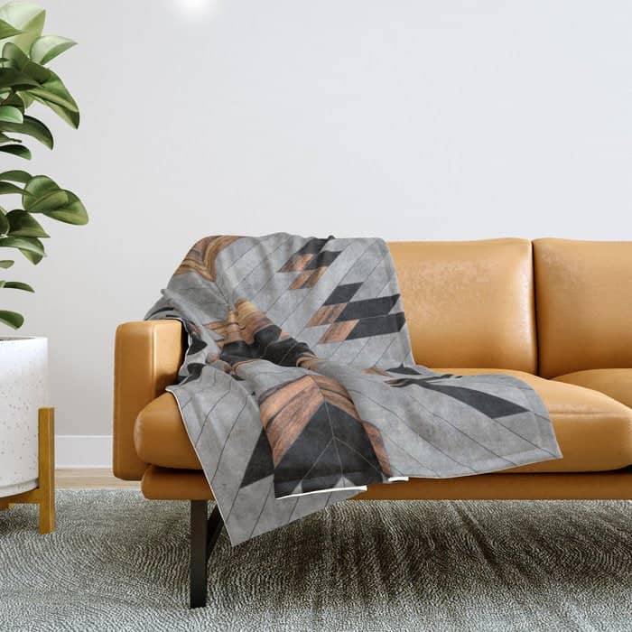 Urban Tribal Pattern No.6 - Aztec - Concrete And Wood Throw Blanket