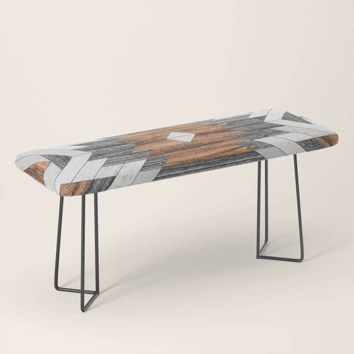 Urban Tribal Pattern No.8 - Aztec - Wood Bench