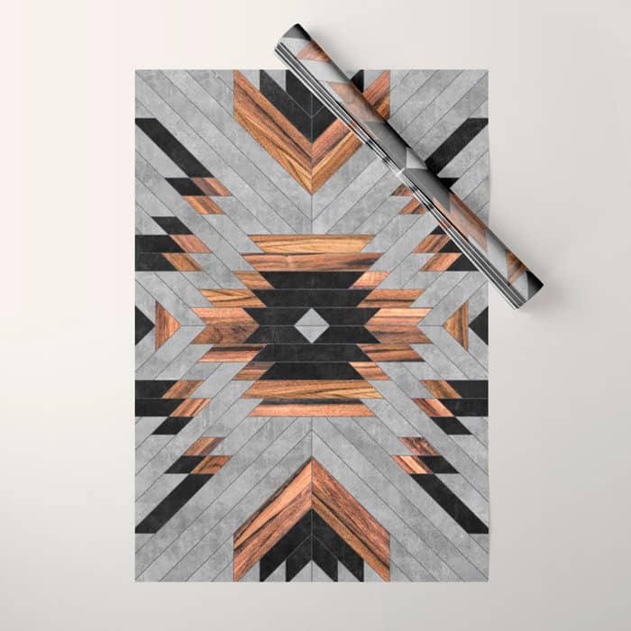Urban Tribal Pattern No.6 - Aztec - Concrete And Wood Wrapping Paper