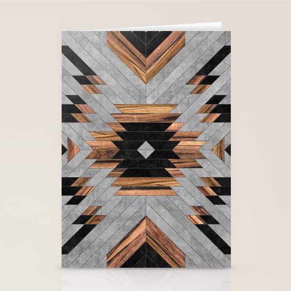 Urban Tribal Pattern No.6 - Aztec - Concrete And Wood Stationery Card