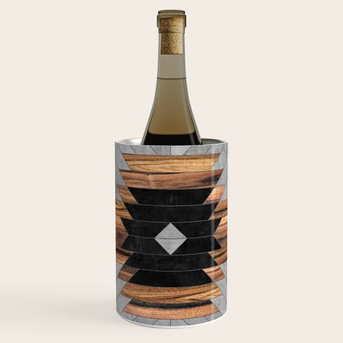 Urban Tribal Pattern No.6 - Aztec - Concrete And Wood Wine Chiller