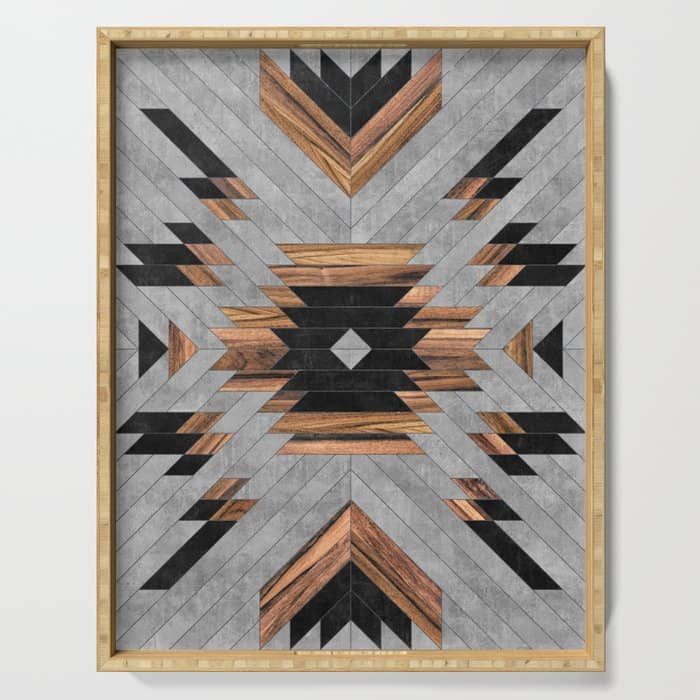 Urban Tribal Pattern No.6 - Aztec - Concrete And Wood Serving Tray