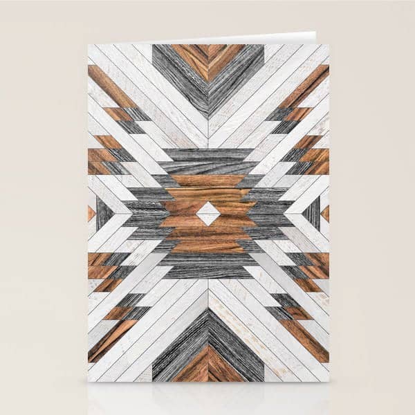 Urban Tribal Pattern No.8 - Aztec - Wood Stationery Card