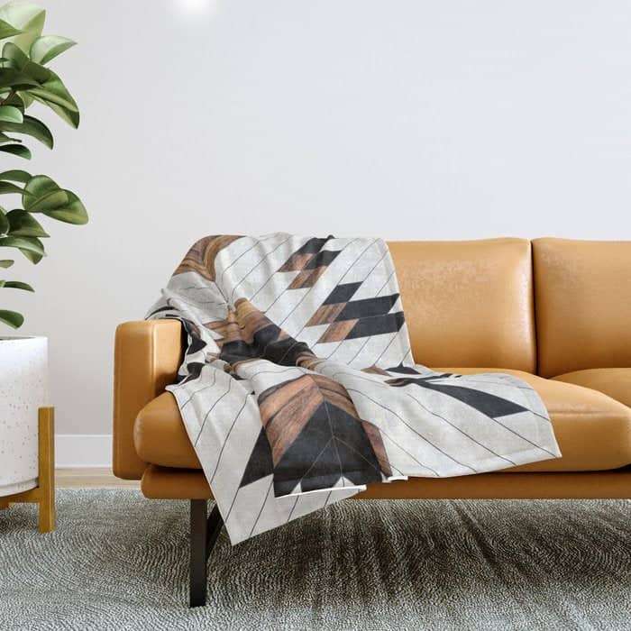 Urban Tribal Pattern No.5 - Aztec - Concrete And Wood Throw Blanket
