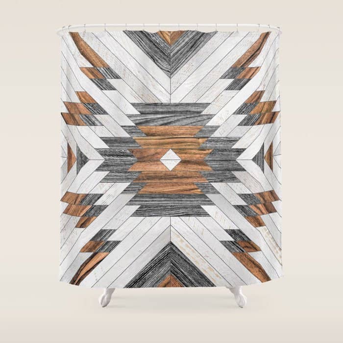 Urban Tribal Pattern No.8 - Aztec - Wood Shower Curtain