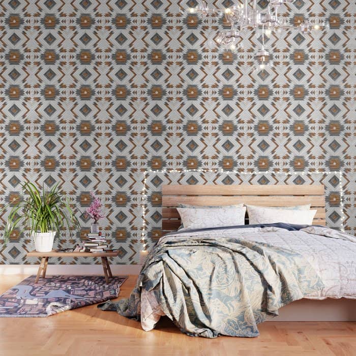 Urban Tribal Pattern No.8 - Aztec - Wood Wallpaper