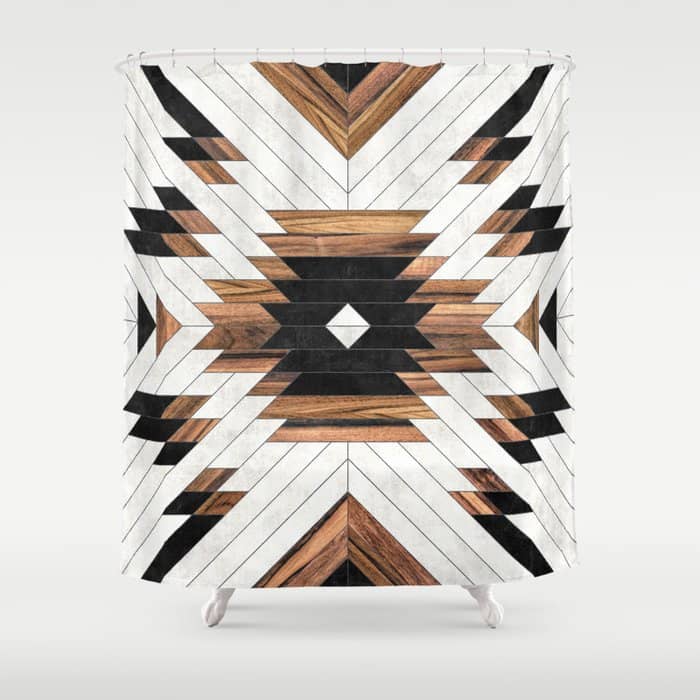 Urban Tribal Pattern No.5 - Aztec - Concrete And Wood Shower Curtain