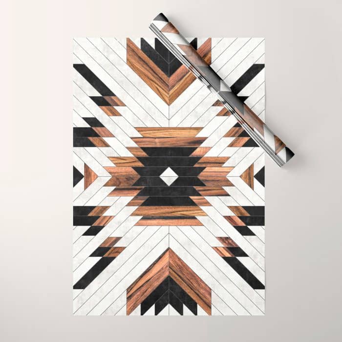 Urban Tribal Pattern No.5 - Aztec - Concrete And Wood Wrapping Paper
