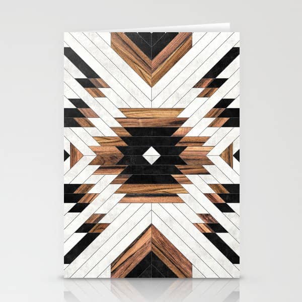 Urban Tribal Pattern No.5 - Aztec - Concrete And Wood Stationery Card