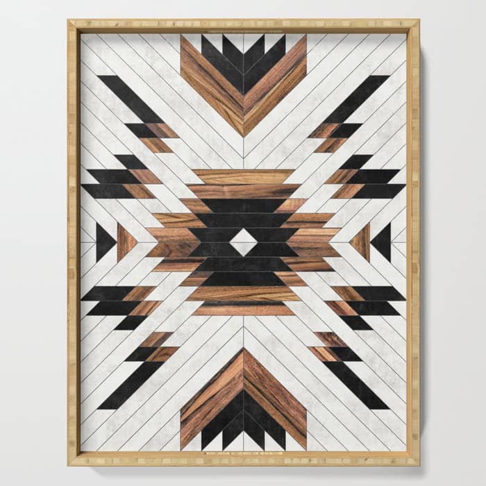 Urban Tribal Pattern No.5 - Aztec - Concrete And Wood Serving Tray