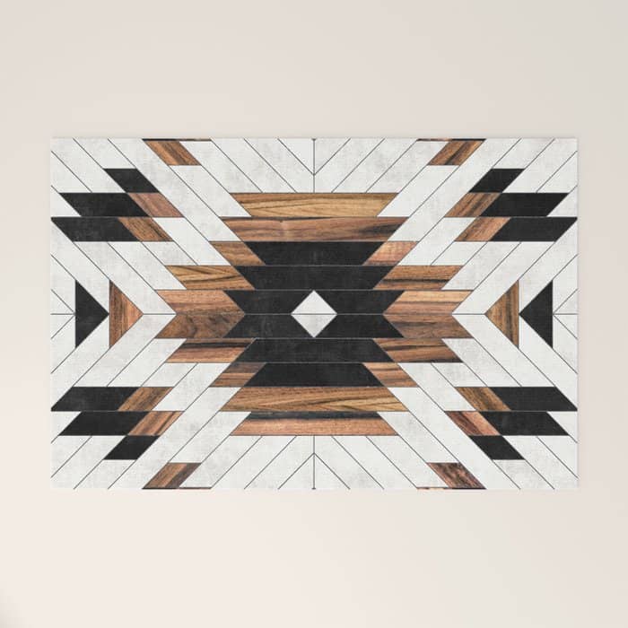 Urban Tribal Pattern No.5 - Aztec - Concrete And Wood Welcome Mat