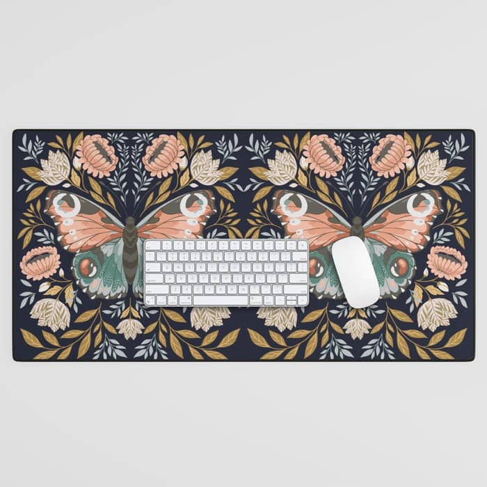 William Morris Butterfly - Midnight Garden Desk Mat