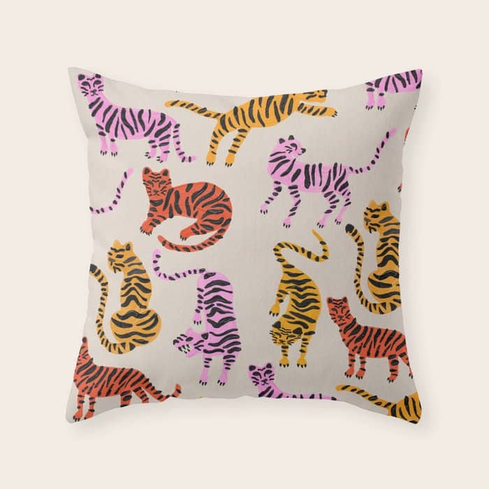 Tiger Collection - Pink & Yellow Palette Throw Pillow