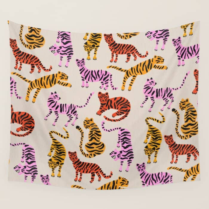 Tiger Collection - Pink & Yellow Palette Wall Tapestry