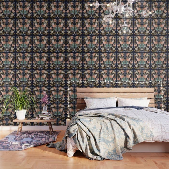 William Morris Butterfly - Midnight Garden Wallpaper