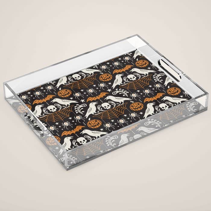 All Hallows' Eve - Black Orange Halloween Acrylic Tray
