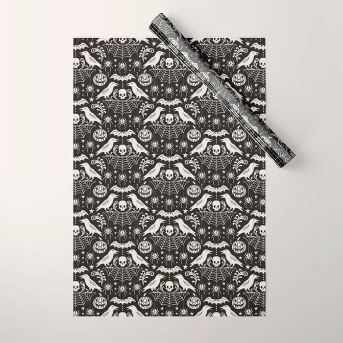 All Hallows' Eve - Black Ivory Halloween Wrapping Paper