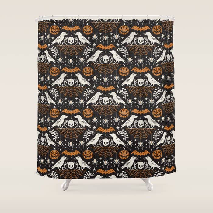 All Hallows' Eve - Black Orange Halloween Shower Curtain