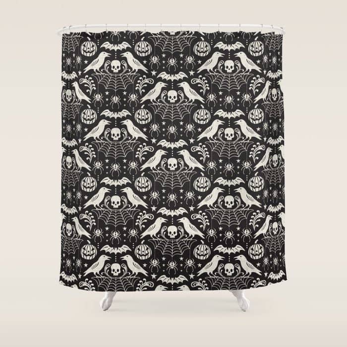 All Hallows' Eve - Black Ivory Halloween Shower Curtain