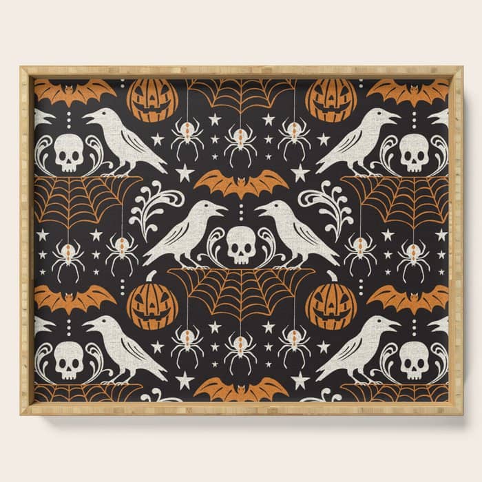 All Hallows' Eve - Black Orange Halloween Serving Tray