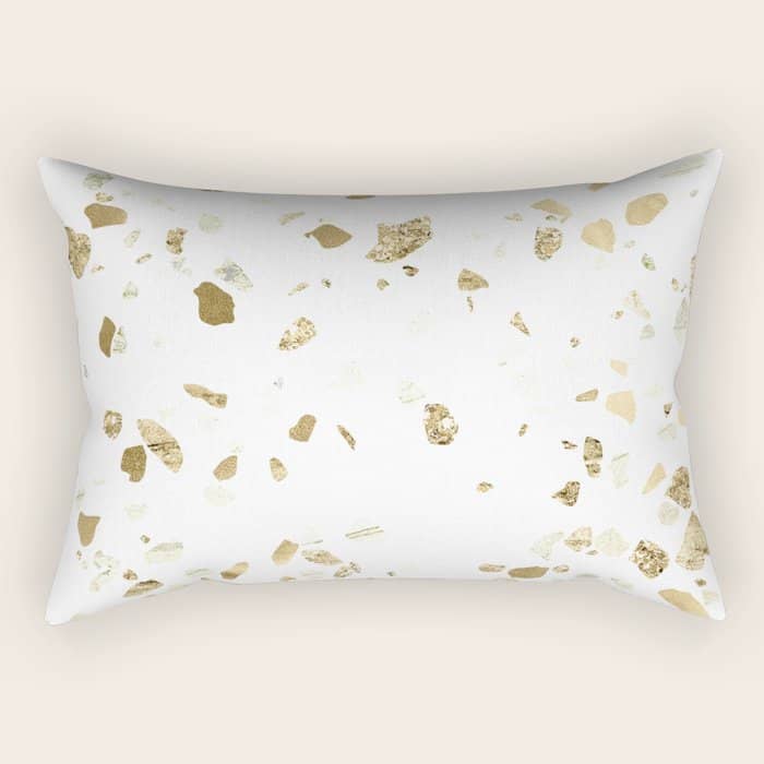 Metallic Gold Terrazzo Sparkle Rectangular Pillow