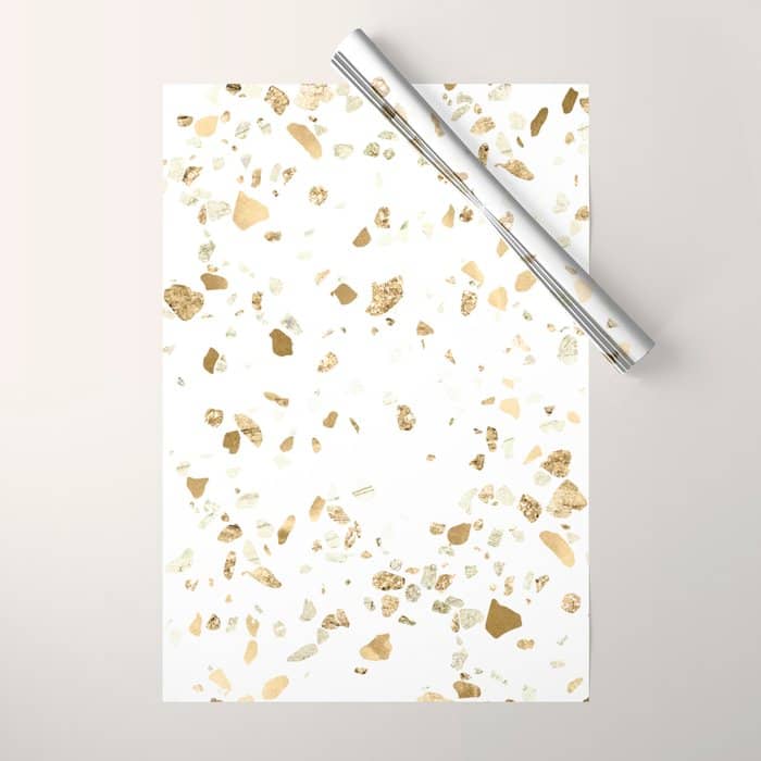 Metallic Gold Terrazzo Sparkle Wrapping Paper