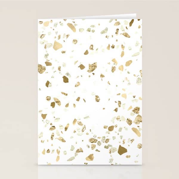 Metallic Gold Terrazzo Sparkle Stationery Card