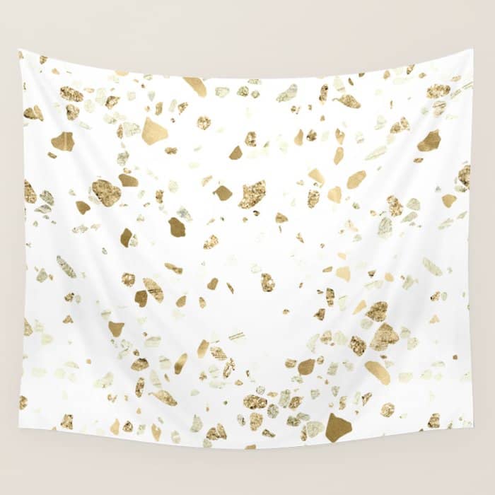 Metallic Gold Terrazzo Sparkle Wall Tapestry