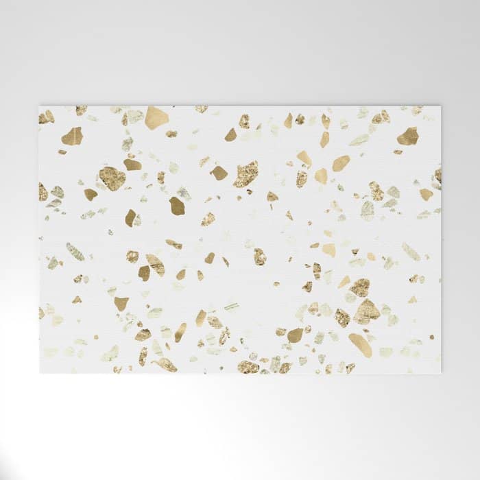 Metallic Gold Terrazzo Sparkle Welcome Mat
