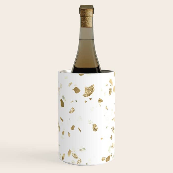 Metallic Gold Terrazzo Sparkle Wine Chiller