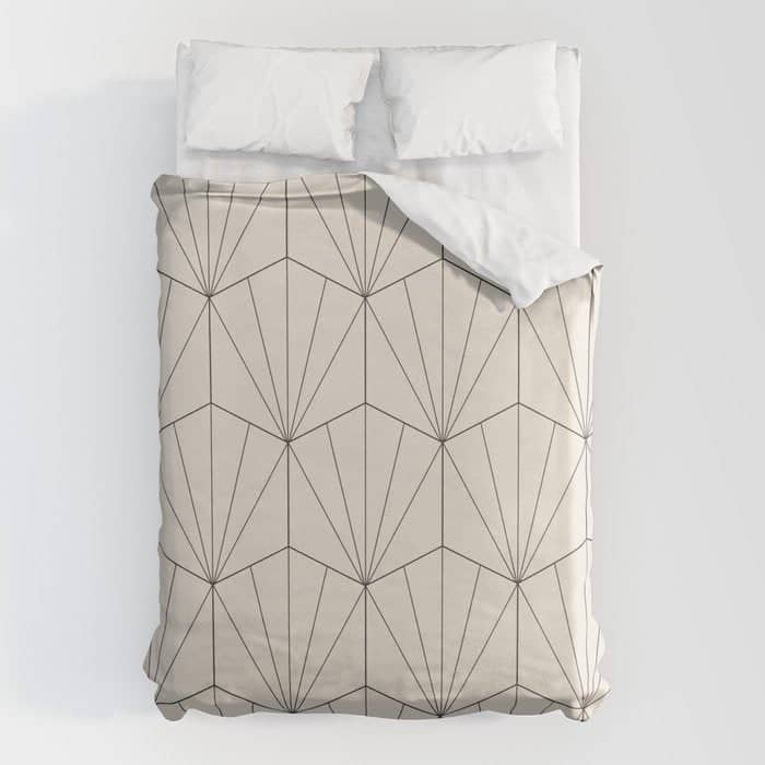 Gisela Geometric Line Art - Black And White Duvet Cover
