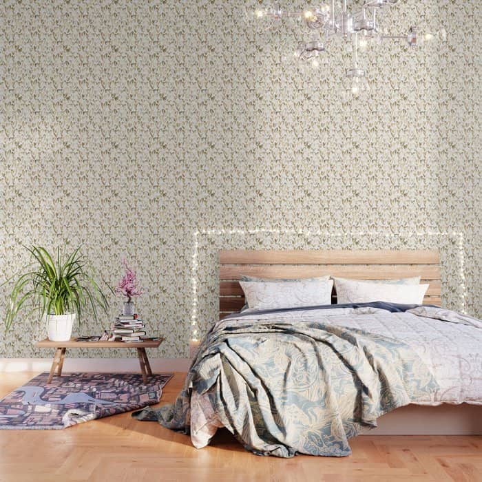 Gold Love Hearts Pattern On White Wallpaper