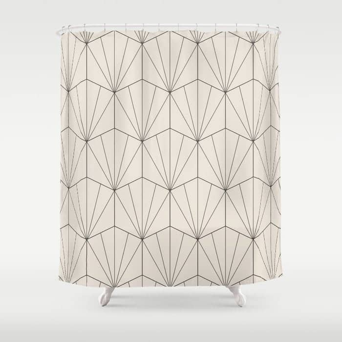Gisela Geometric Line Art - Black And White Shower Curtain