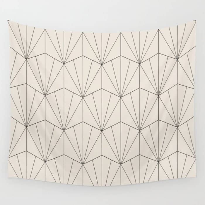 Gisela Geometric Line Art - Black And White Wall Tapestry