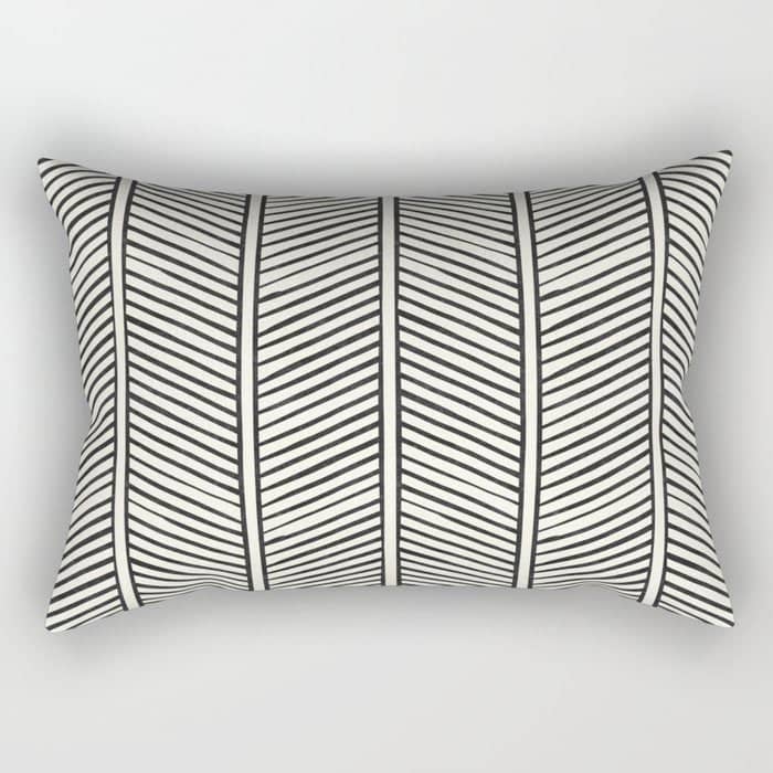 Organic Chevron - Inkwell On Cream Rectangular Pillow