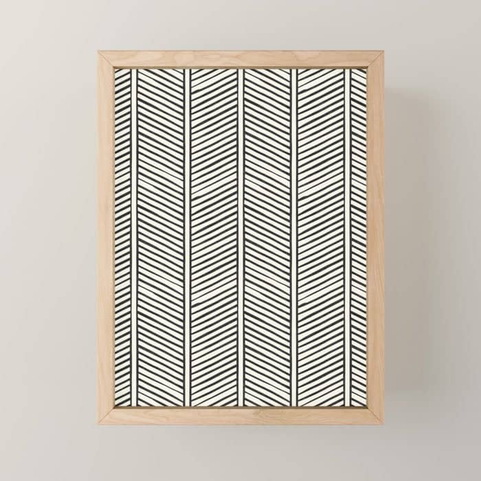 Organic Chevron - Inkwell On Cream Mini Art Print