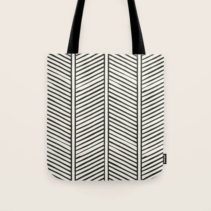 Organic Chevron - Inkwell On Cream Tote Bag