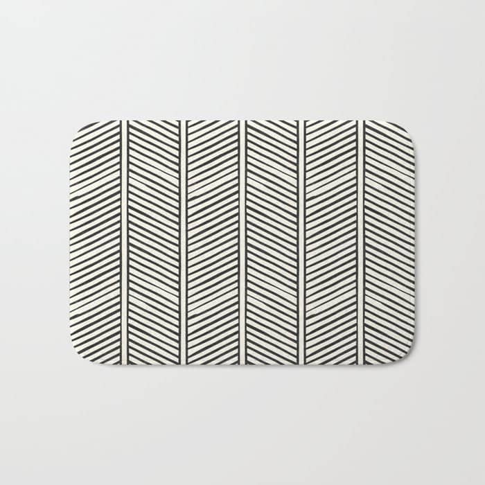 Organic Chevron - Inkwell On Cream Bath Mat
